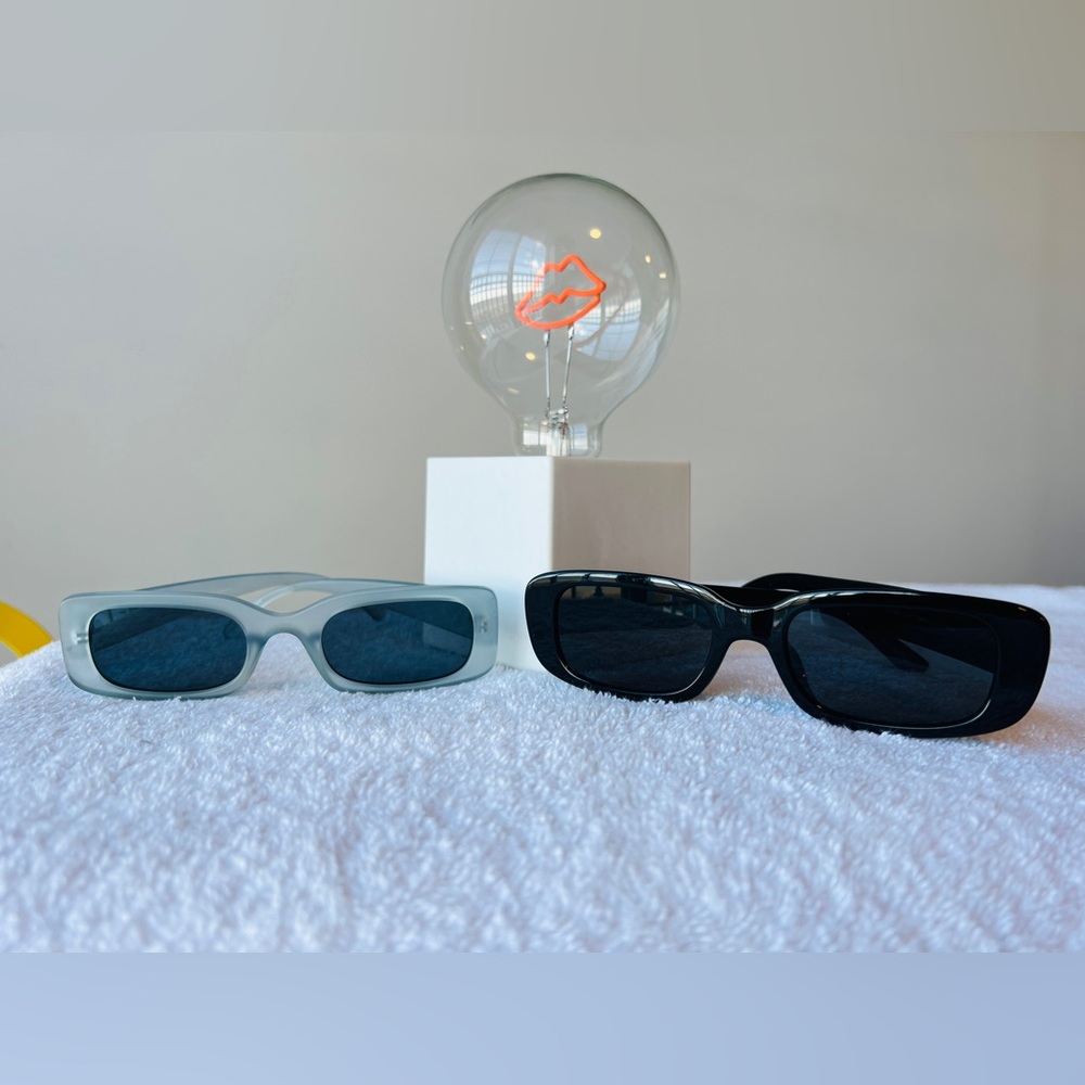 Men’s / Unisex ➡️ Two Rectangular Sunglasses - Black & Light Blue